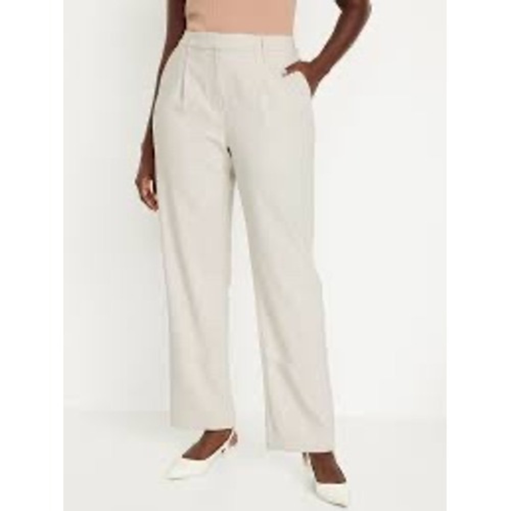 Old Navy Taylor‎ Straight Trouser Extra High Rise Petite Beige Women's Pants